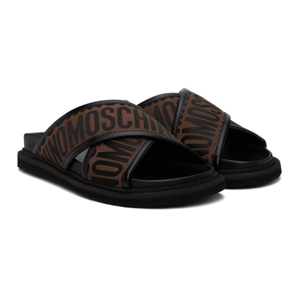  모스키노 Moschino Brown Logo Sandals 241720F124000
