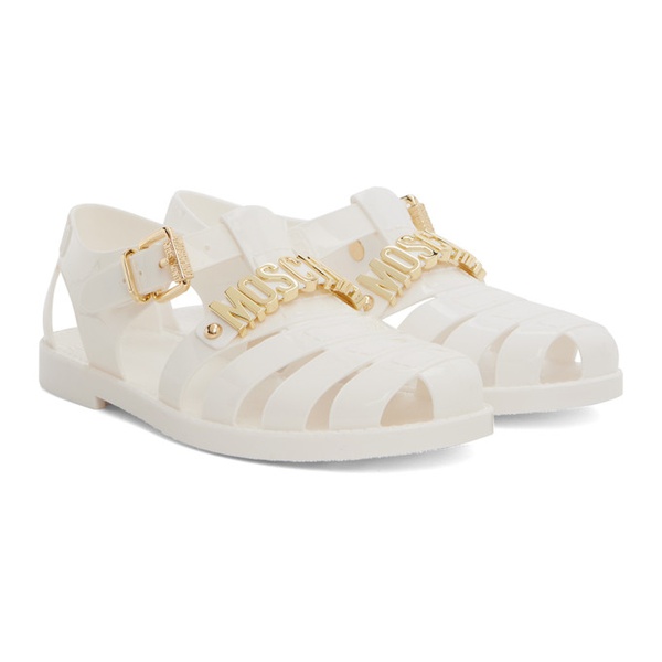  모스키노 Moschino White Jelly Lettering Logo Sandals 241720F124011