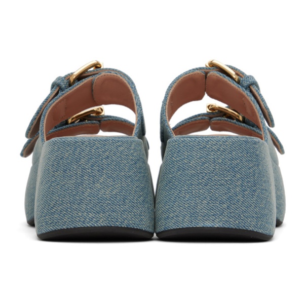  모스키노 Moschino Blue Buckles Sandals 241720F124026