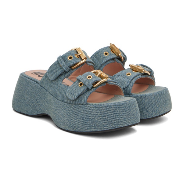  모스키노 Moschino Blue Buckles Sandals 241720F124026