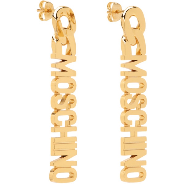  모스키노 Moschino Gold Logo Lettering Pendant Earrings 241720F022001
