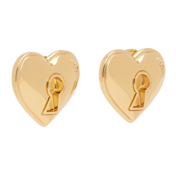  모스키노 Moschino Gold Heart Lock Earrings 241720F022006