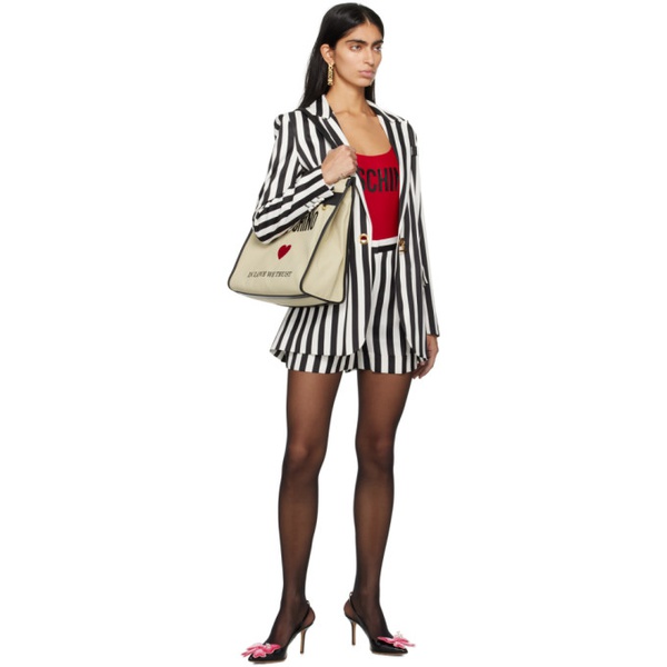  모스키노 Moschino Black & White Striped Shorts 241720F088007