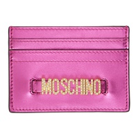 모스키노 Moschino Pink Lettering Logo Foiled Card Holder 241720F037000