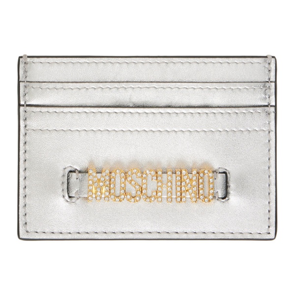  모스키노 Moschino Silver Lettering Logo Foiled Card Holder 241720F037001