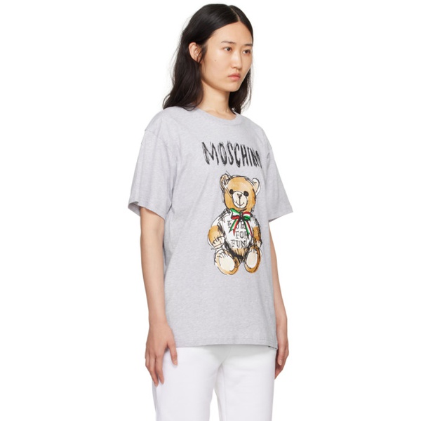  모스키노 Moschino Gray Archive Teddy Bear T-Shirt 241720F110017