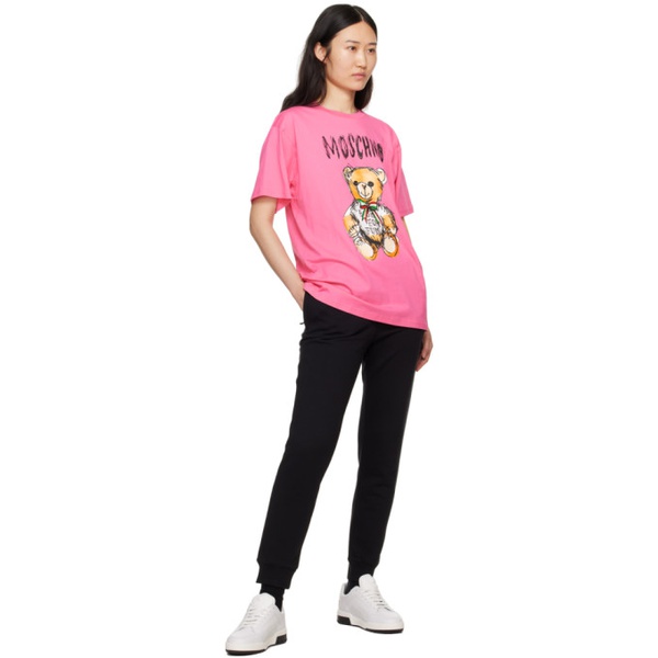  모스키노 Moschino Pink Archive Teddy Bear T-Shirt 241720F110016