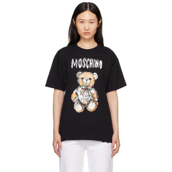  모스키노 Moschino Black Archive Teddy Bear T-Shirt 241720F110018