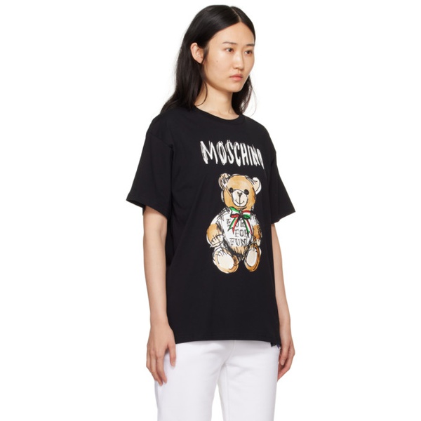  모스키노 Moschino Black Archive Teddy Bear T-Shirt 241720F110018