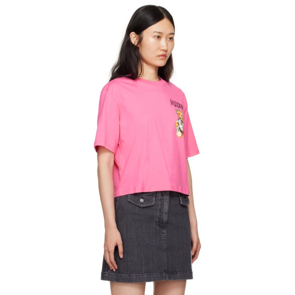  모스키노 Moschino Pink Archive Teddy Bear T-Shirt 241720F110012