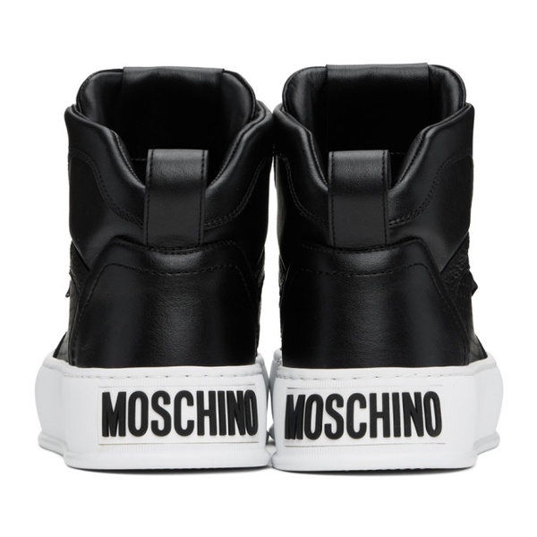  모스키노 Moschino Black Bumps & Stripes High-Top Sneakers 241720M236011