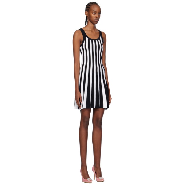  모스키노 Moschino White & Black Archive Stripes Minidress 241720F052012