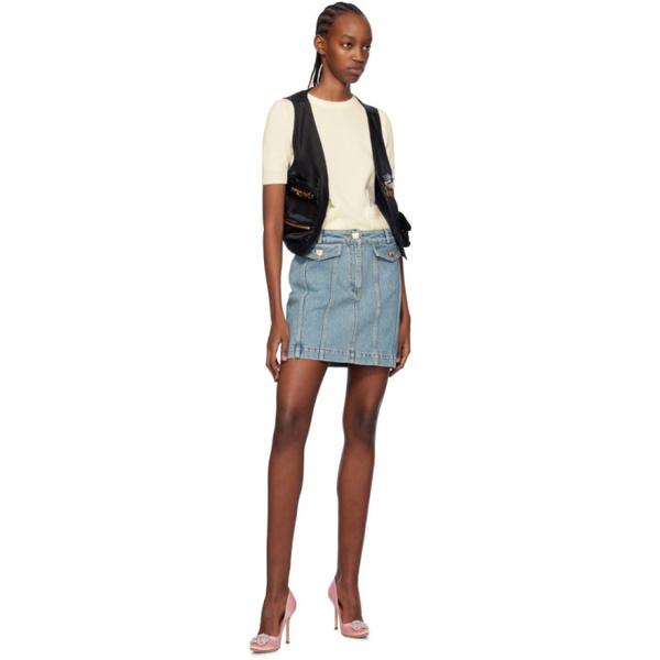  모스키노 Moschino Blue Faded Denim Miniskirt 241720F090002