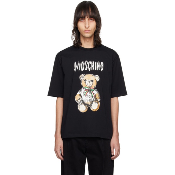  모스키노 Moschino Black Teddy Bear T-Shirt 241720M213031