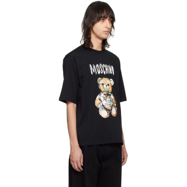  모스키노 Moschino Black Teddy Bear T-Shirt 241720M213031