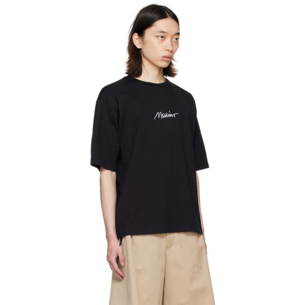  모스키노 Moschino Black Embroidered T-Shirt 241720M213024