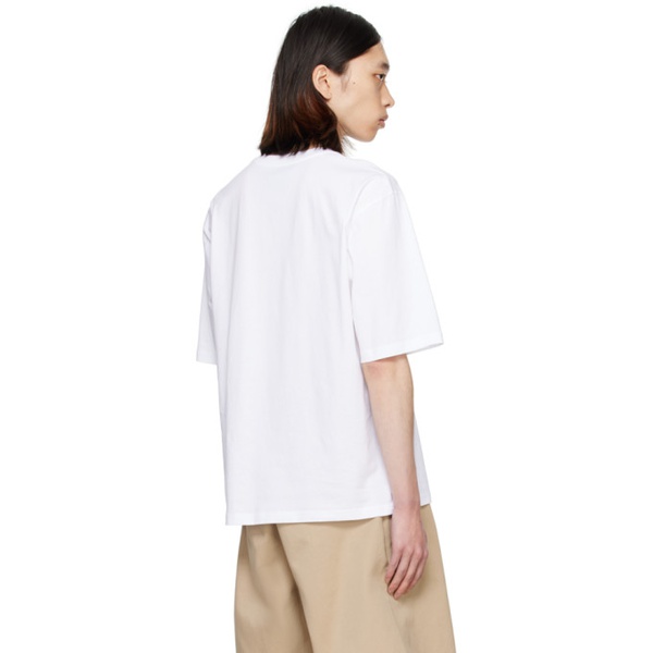  모스키노 Moschino White Embroidered T-Shirt 241720M213025