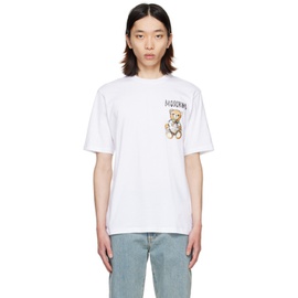 모스키노 Moschino White Printed T-Shirt 241720M213036