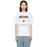 모스키노 Moschino White Embroidered T-Shirt 241720M213038