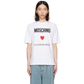 모스키노 Moschino White Embroidered T-Shirt 241720M213038
