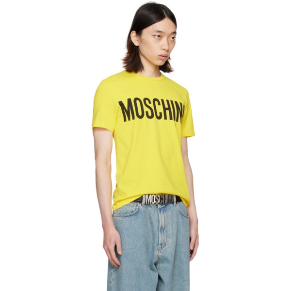  모스키노 Moschino Yellow Printed T-Shirt 241720M213040