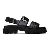 모스키노 Moschino Black Maxi Logo Plate Calfskin Sandals 241720M234009