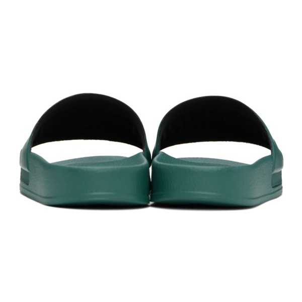  모스키노 Moschino Green Rubber Logo Pool Slides 241720M234005