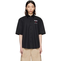 모스키노 Moschino Black Embroidered Shirt 241720M192016