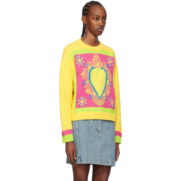  모스키노 Moschino Yellow Intarsia Sweater 241720F098005