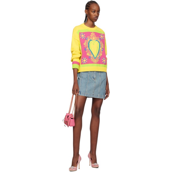  모스키노 Moschino Yellow Intarsia Sweater 241720F098005