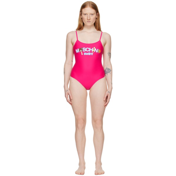  모스키노 Moschino Pink Printed One-Piece Swimsuit 241720F103012