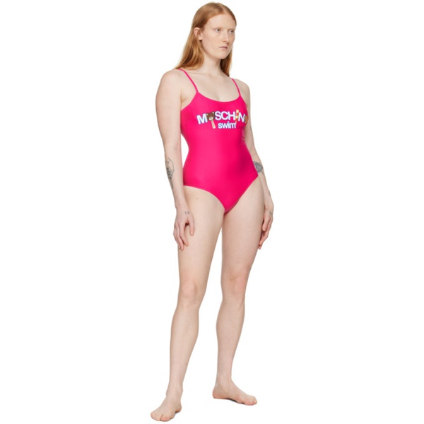  모스키노 Moschino Pink Printed One-Piece Swimsuit 241720F103012