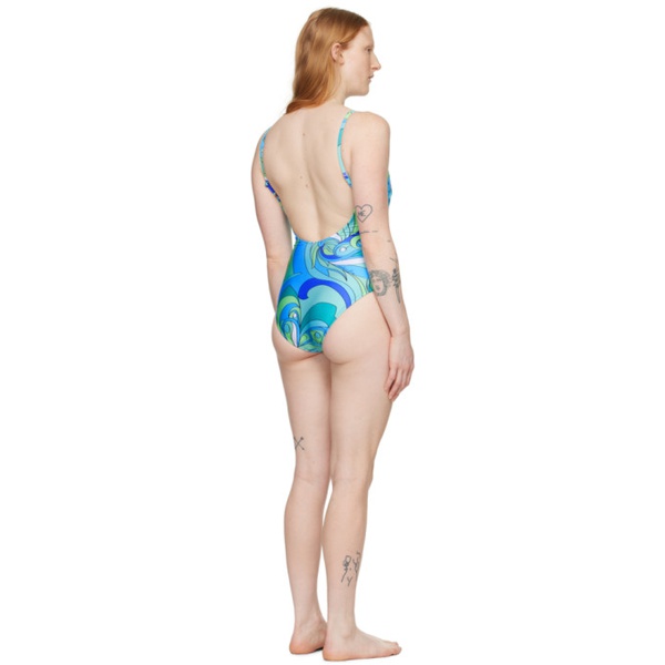  모스키노 Moschino Green & Blue Printed One-Piece Swimsuit 241720F103010