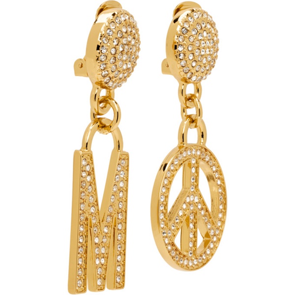  모스키노 Moschino Gold Crystal Drop Earrings 232720F022002