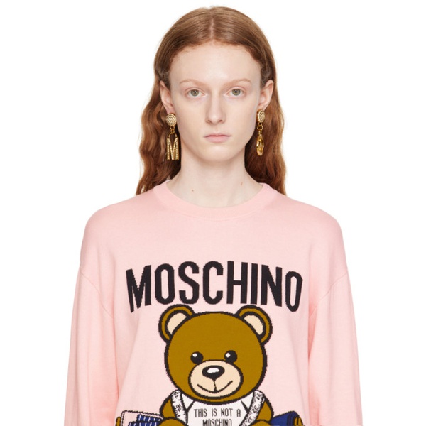  모스키노 Moschino Gold Crystal Drop Earrings 232720F022002