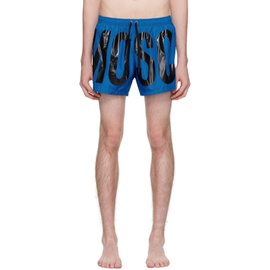 모스키노 Moschino Blue Printed Swim Shorts 241720M216003