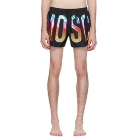 모스키노 Moschino Black Printed Swim Shorts 241720M216009