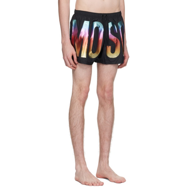  모스키노 Moschino Black Printed Swim Shorts 241720M216009