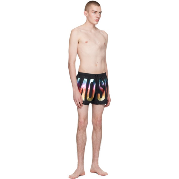  모스키노 Moschino Black Printed Swim Shorts 241720M216009