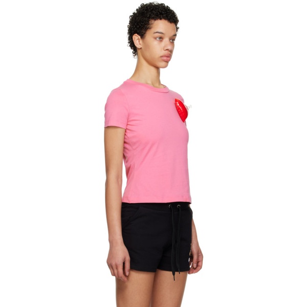  모스키노 Moschino Pink Inflatable Heart T-Shirt 231720F110044