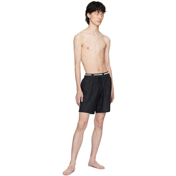  모스키노 Moschino Black Bonded Swim Shorts 241720M216007