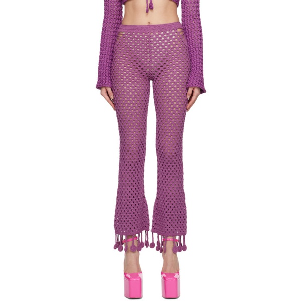  모스키노 Moschino Purple Crocheted Lounge Pants 231720F086005