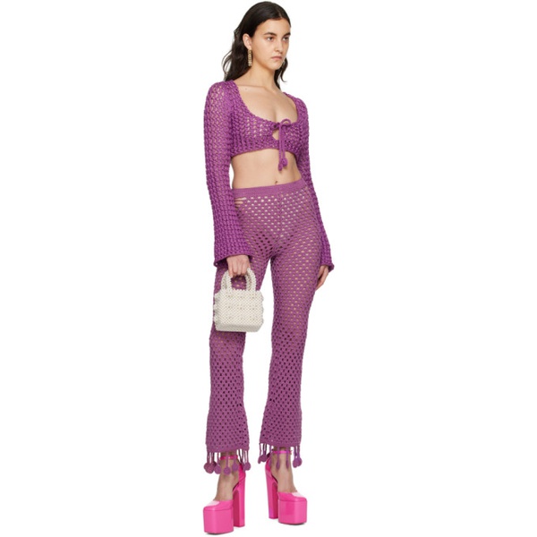  모스키노 Moschino Purple Crocheted Lounge Pants 231720F086005