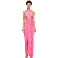 모스키노 Moschino Pink Draped Maxi Dress 231720F055007