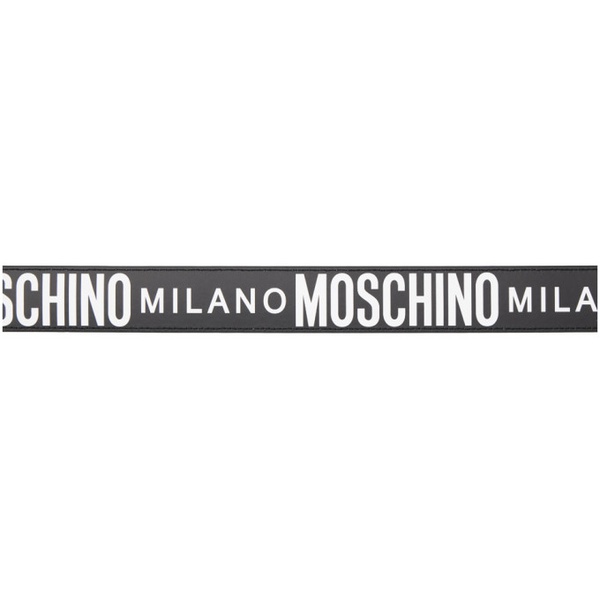  모스키노 Moschino Black Milano Logo Belt 232720M131013