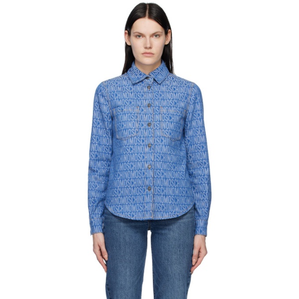  모스키노 Moschino Blue Jacquard Denim Shirt 231720F109000