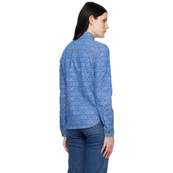  모스키노 Moschino Blue Jacquard Denim Shirt 231720F109000