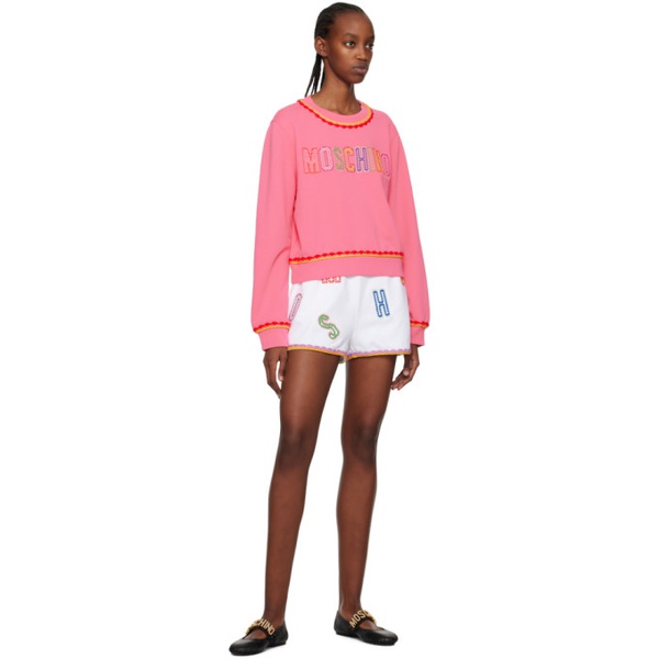  모스키노 Moschino Pink Embroidered Sweatshirt 231720F098008