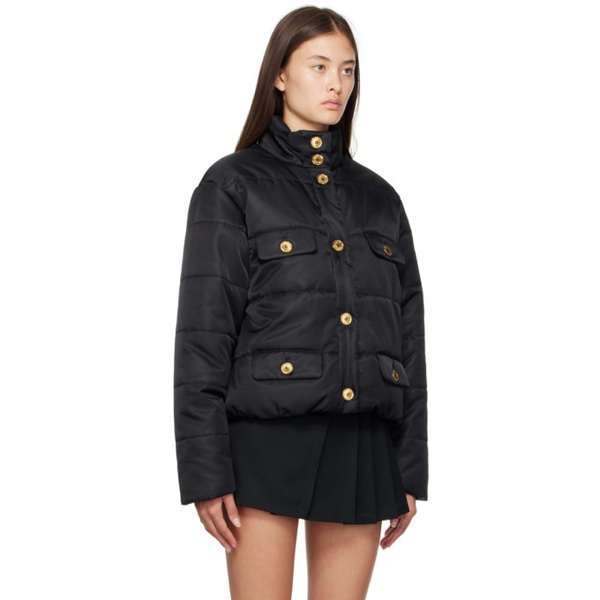  모스키노 Moschino Black Button Puffer Jacket 232720F063002