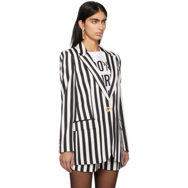  모스키노 Moschino Black & White Striped Blazer 241720F057000